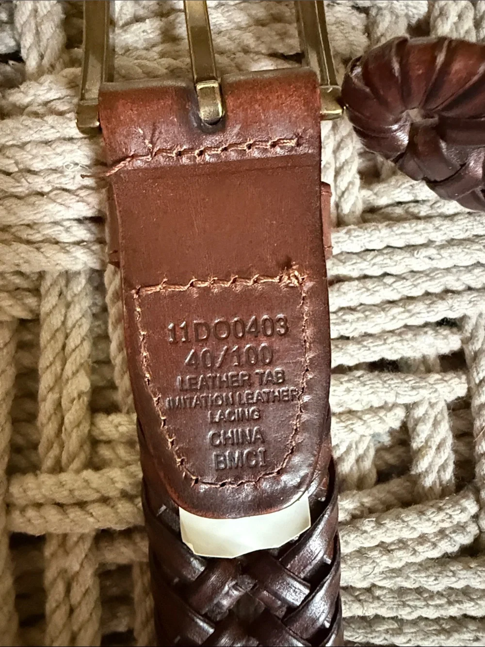 Dockers Brown Braided Woven Leather Men’s Belt Size 40
